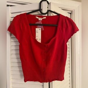 Urban Outfitters Kimchi Blue Red Crop Top Size Small